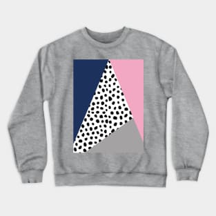 Geometric Polka Dot, Navy Blue, Blush Pink and Grey Crewneck Sweatshirt